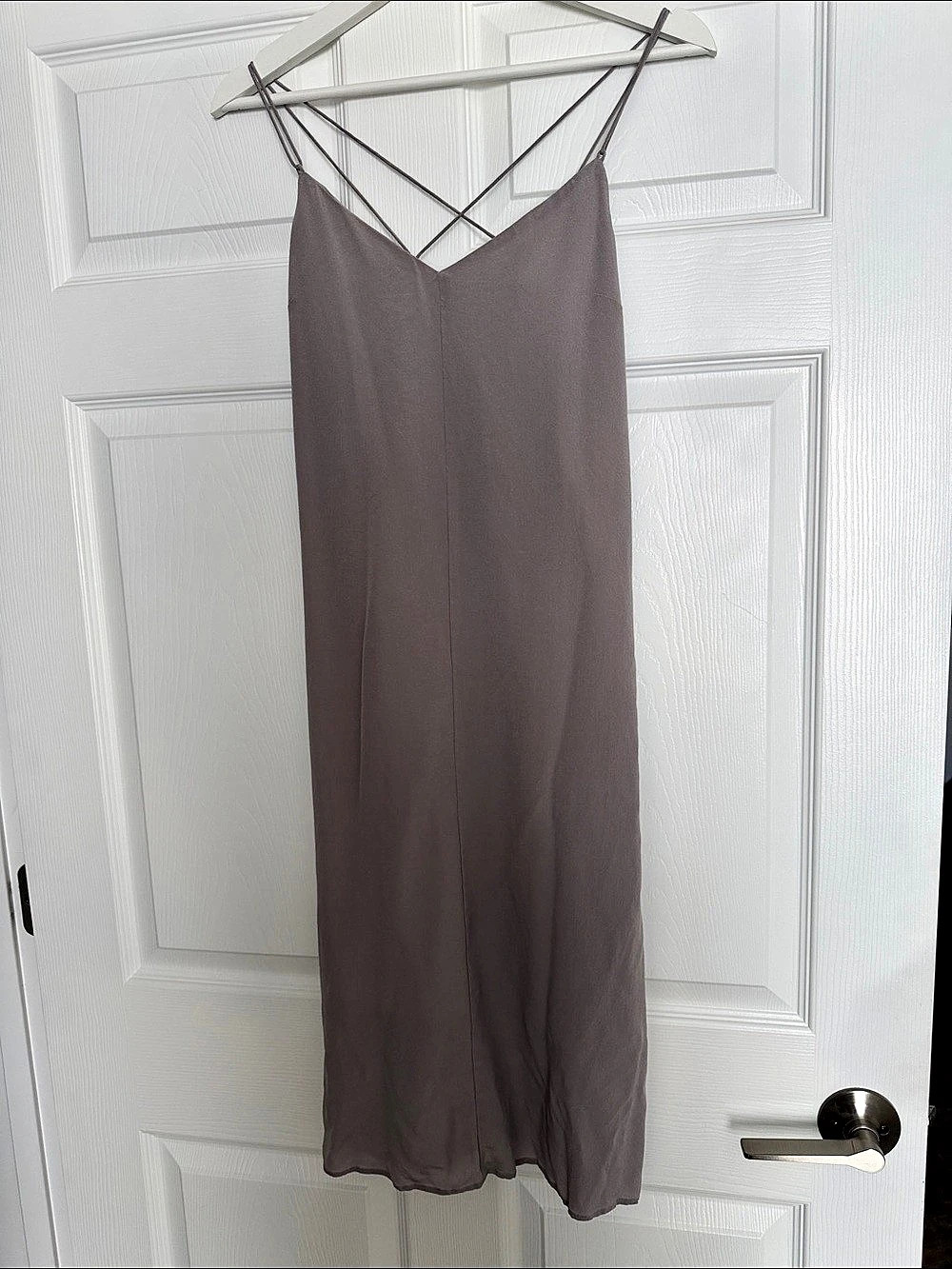 Madewell Silk Cross-Back Slip Midi Dress Lilac Size 4